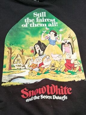 Disney Black Sweatshirt with Green, Blue and Red Snow White Graphic